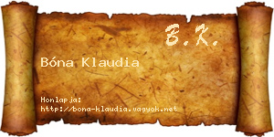 Bóna Klaudia névjegykártya